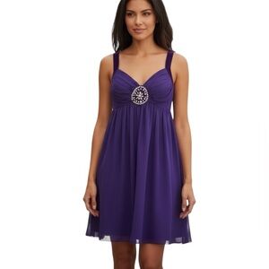 NWT London Times 16 Purple Sleeveless Formal Dress Wedding Cocktail Prom Party